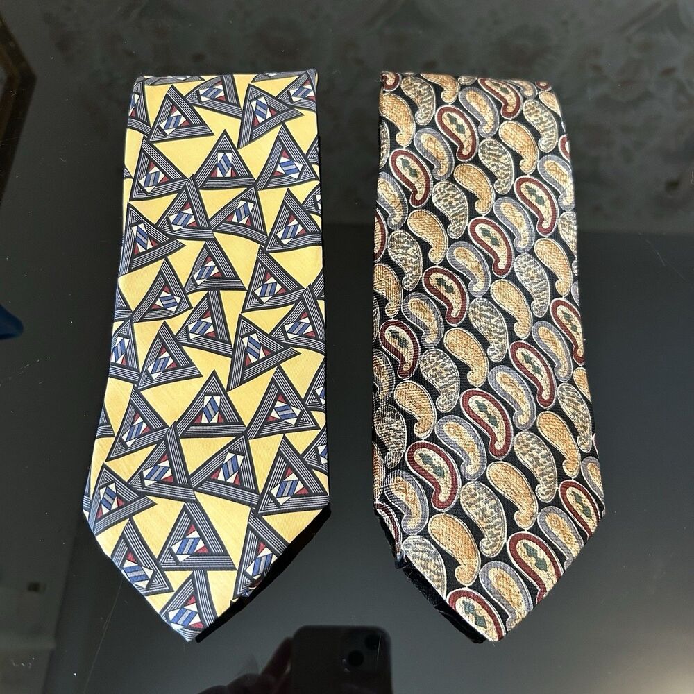 Robert Talbott Parisian Tie Bundle Paisly Geometric Retro Brown Yellow 57-60"